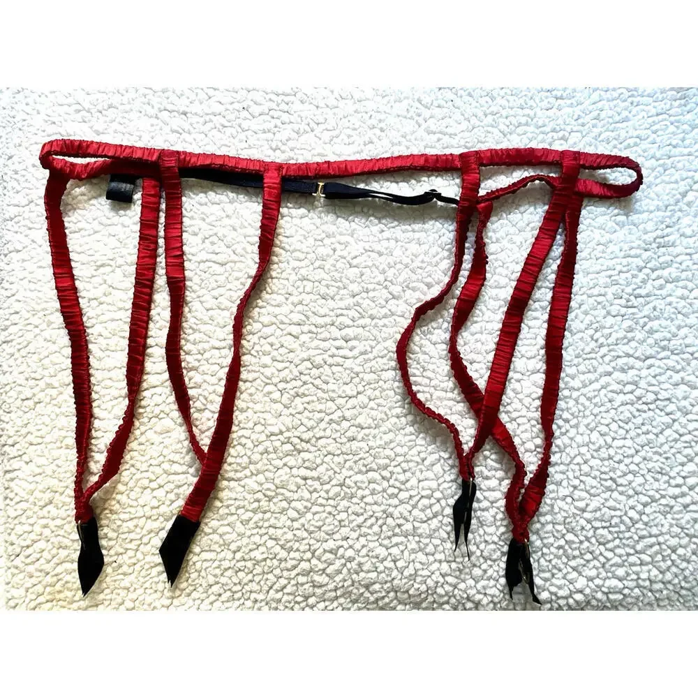 Kiki de Montparnasse Red Satin Silk Garter Belt Suspenders One size Fits All - Picture 2 of 7